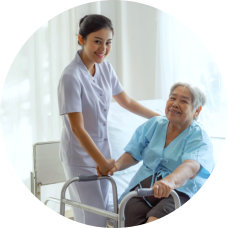 a female nurse with an elderly woman